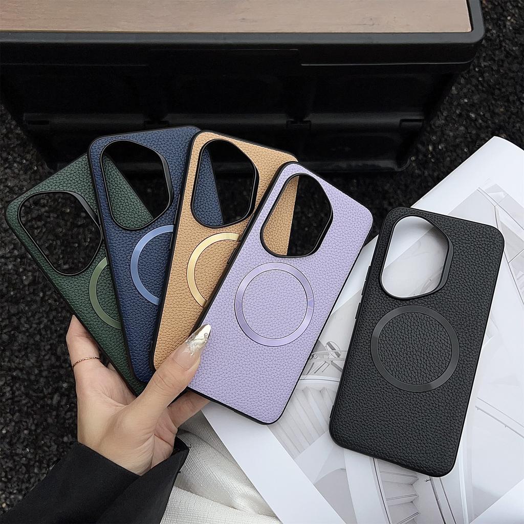 Für Honor 400 Pro 5G (Global) Hülle Kompatibel mit MagSafe PU Leder+TPU Handy-Rückseite