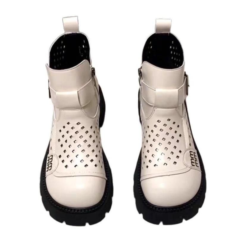 Dziurawe Fajne Buty Damskie Wiosna i Lato Nowe Codzienne Krótkie Buty Gruba Podeszwa Martin Fajne Buty
