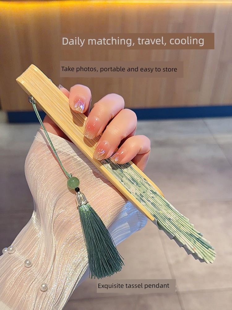 Cute Shell-Shaped Folding Fan for Spring Outings, Hanfu Photoshoots, New Chinese Style, Summer Cooling, Daily Use, Portable Small Folding Fan