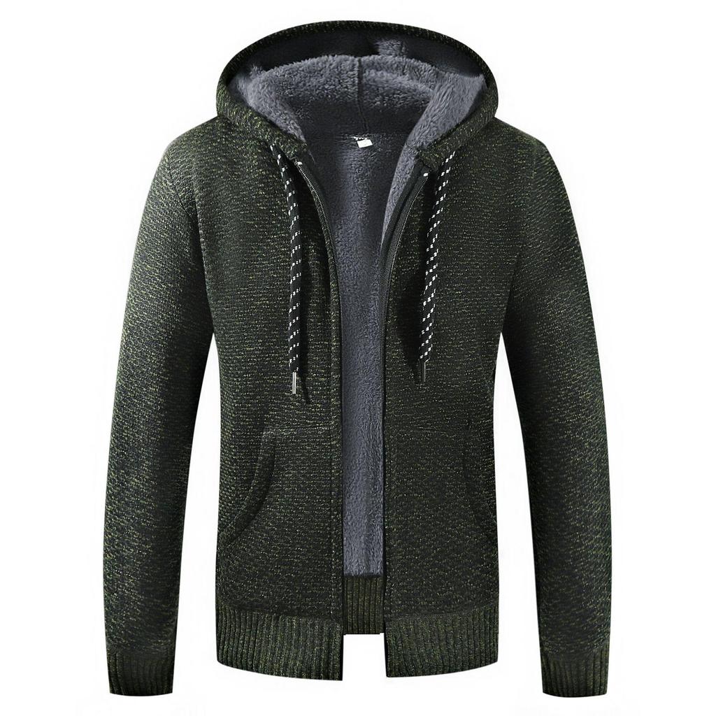 Herren Pullover Jacke Mode Wintermantel Fleece Hoodies Karierte Kapuzen Strickjacke Oberbekleidung