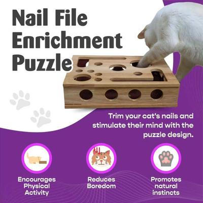Katzenkratzspielzeug Holz Katzenkratzpuzzle Enrichment-Box Sichere Nagelfeile Kratzbox