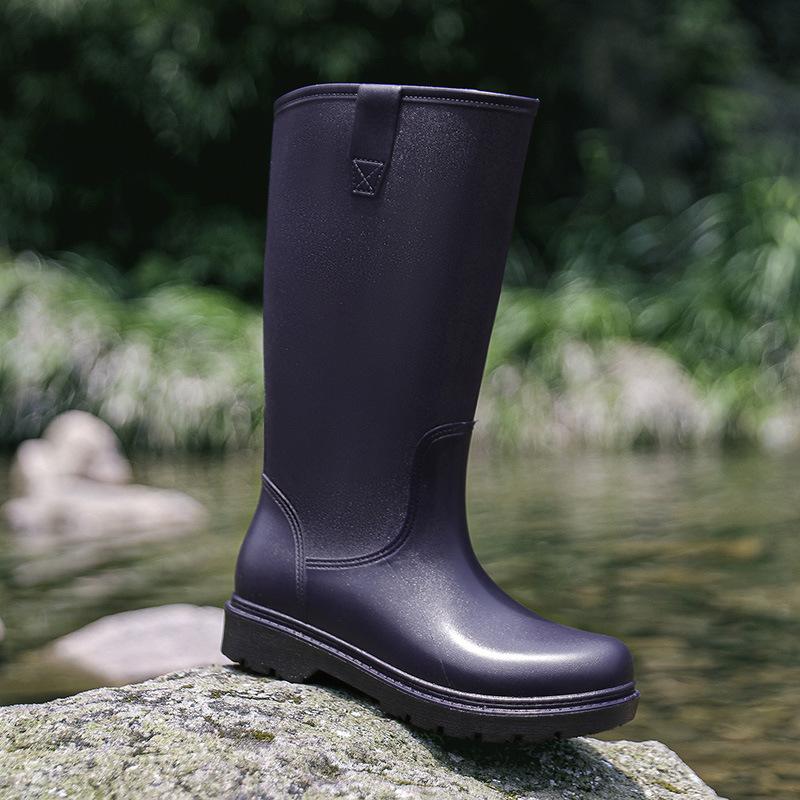 Rain shoes men's long tube medium tube waterproof water shoes rain boots wear-resistant thickened adult fashion velvet student rubber shoes
