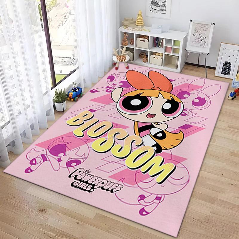 1Pc The Powerpuff Girls Printed Rectangle Carpet, Home Door Mat, Outdoor Travel Protection Carpet A7