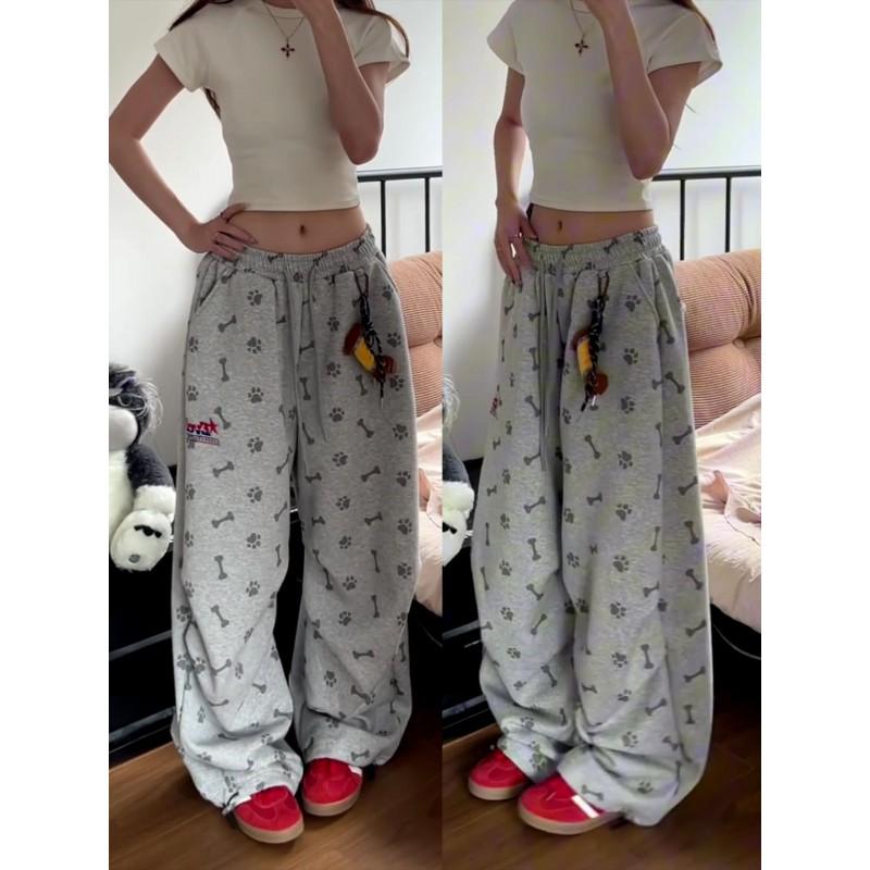 Womens Vintage Streetwear Sweatpants Loose Fit Wide Leg Hip Hop Dance Pants