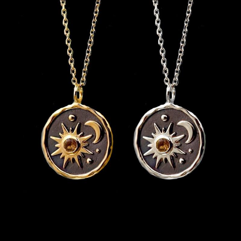 Vintage Halskette Bohemian Sonne Mond Anhänger Halskette Damen Legierung Schlüsselbein Kette Sommer Boho Damen Mode Schmuck Zubehör