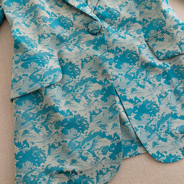 Elegantní žakárové sako slim fit - Dámské jarní/letní se 7/8 rukávem