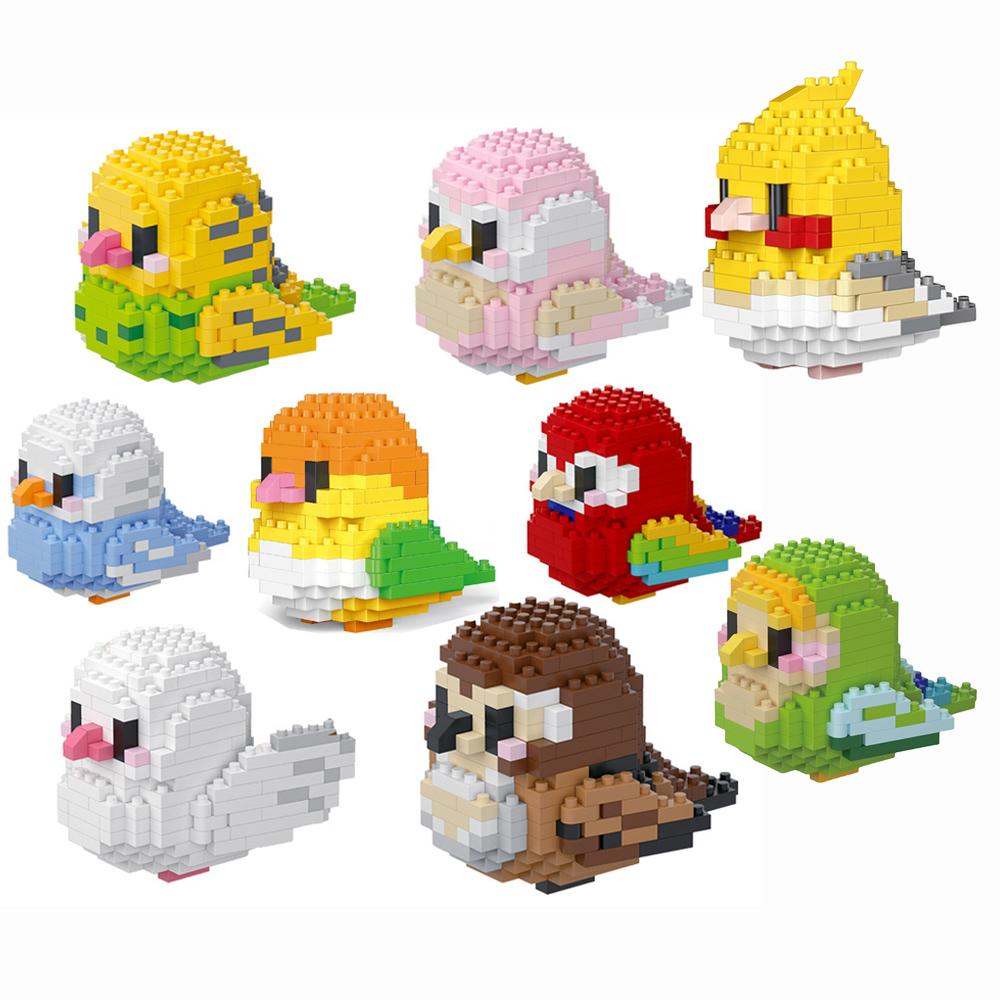 Parrot and Little Bird Building Blocks Toy:Adorable Design Visually Stimulating Desk Dcor Add a Touch of Nature to Your Spac