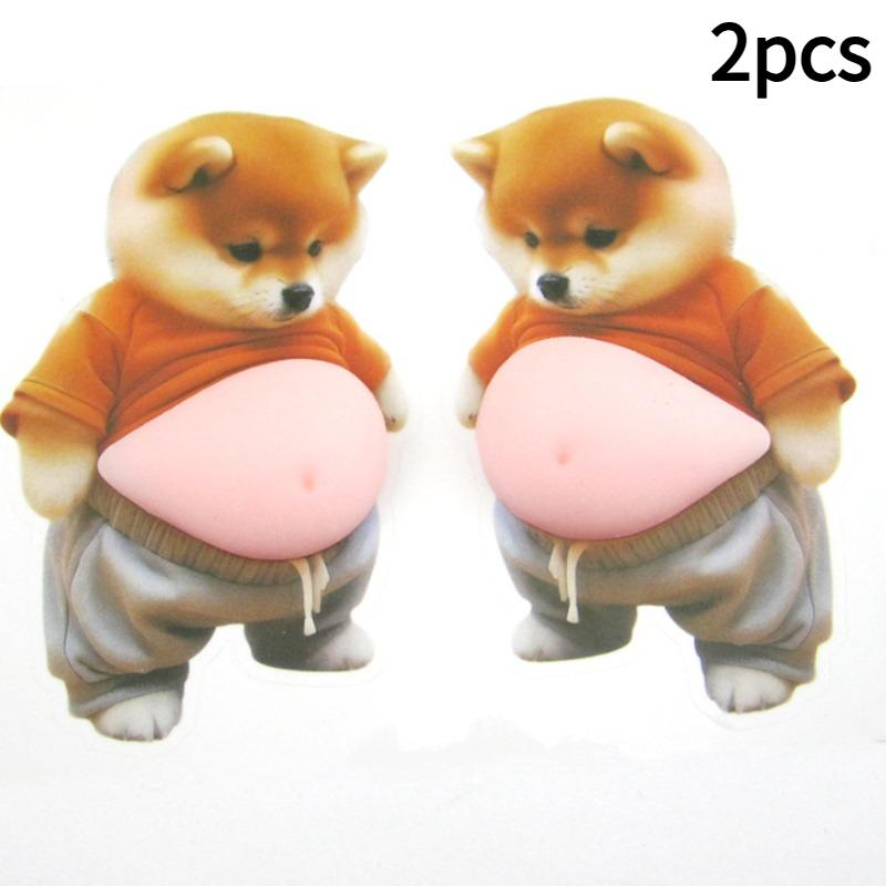 

2 шт. 3D наклейки с собаками - Милый щенок в оранжевом наряде и на пастельно-розовом фоне, резиновые самоклеящиеся наклейки с блестящими акцентами