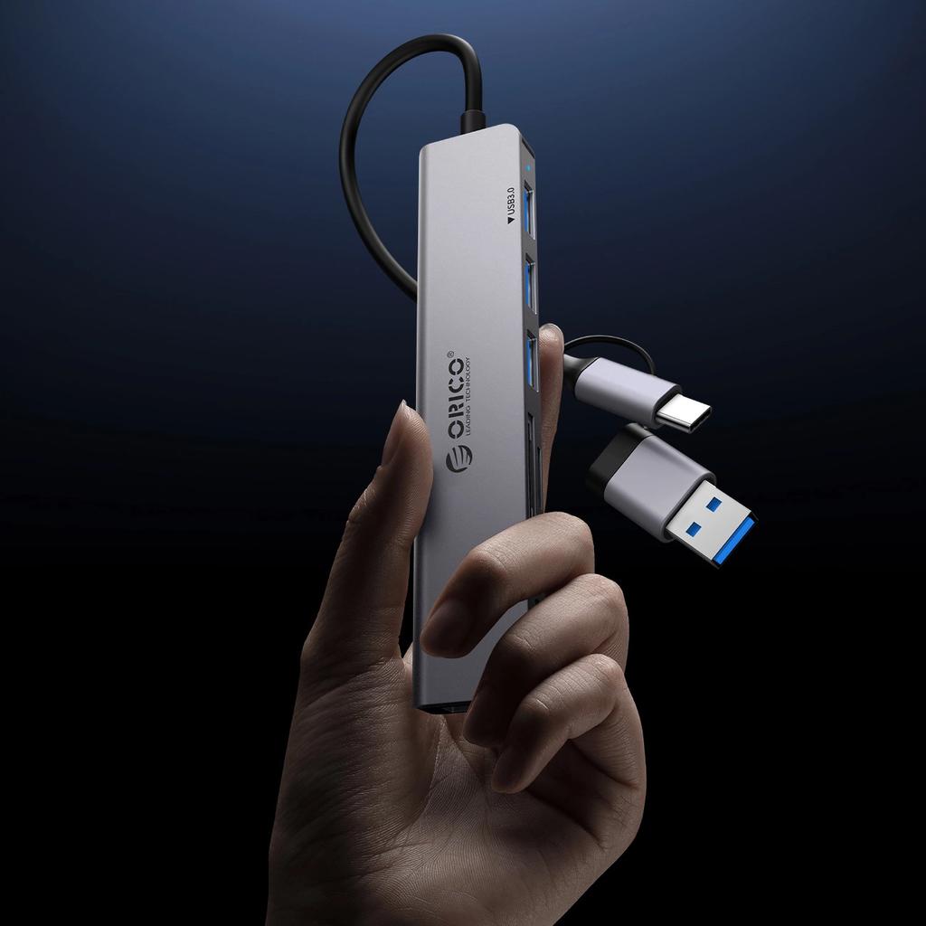 Hub Usb-A/Usb-C Orico Ysa7-U3 Stacja Dokująca 4X Usb-A 2.0 + 1X Usb-A 3.0 + 2X Usb-C 2.0 - Szary