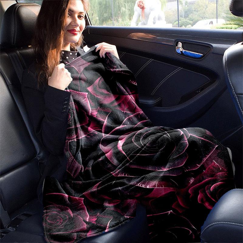 1pc Rose Printing Lightweight Flannel Blanket, Comfortable and Warm Blanket, for Camping Sofa Bed and Couch Office, Suitable for Gift Blanket