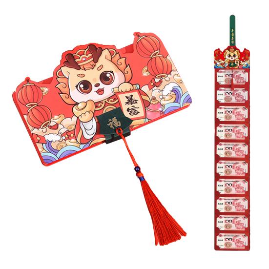 

Складной красный конверт яркого цвета с очаровательным узором сверхлегкий 2024 Дракон Новый год счастливые деньги красный конверт C красный