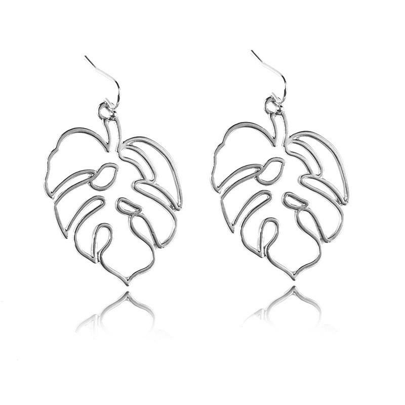 Stylish Gold Alloy Leaf-shaped Earrings For Women Asymmetric Geometric Design