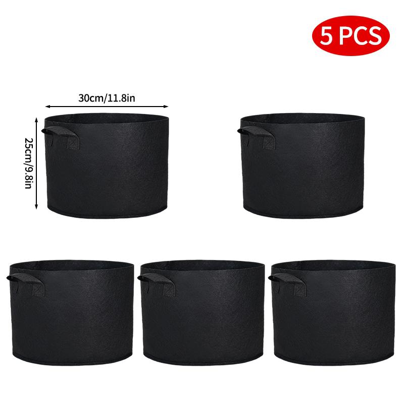 5Pcs 3-50 Gallons Grow Bags Non-Woven Fabric Plant Pots With Handle Garden Planting Bag For Tomato, Potato, Strawberry, Flowers Set
