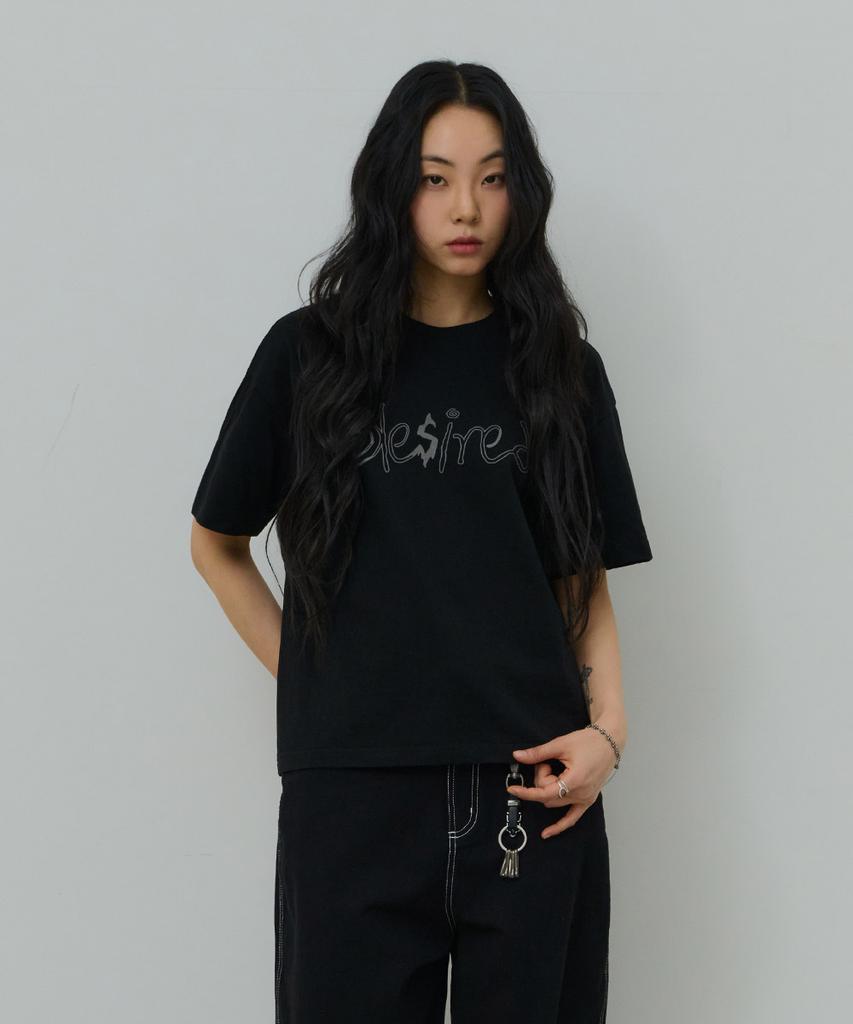 Desiledeu Front Graphic Crop Short Sleeve T-Shirt-Fbsk5805D03
