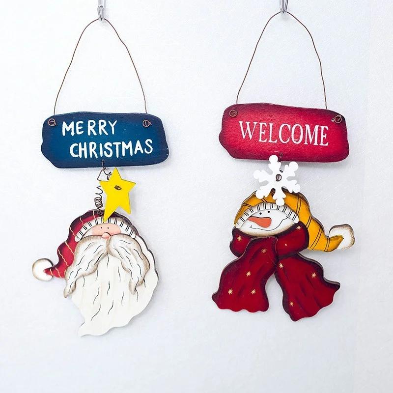 Christmas Creative Letter Listing Christmas Tree Wooden Decoration Pendant Retro Style Christmas Painted Wooden Sign Decoration