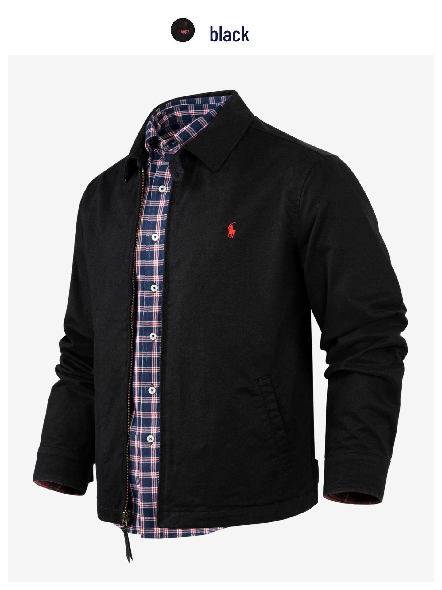 

Унісекс Класична Поло-сорочка та Куртка на Блискавці RL з Вишитим Поні M (105-120 lbs) чорний