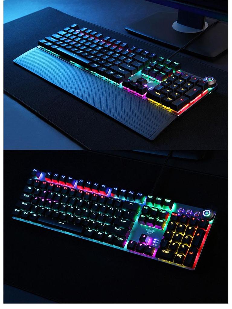 Wolf Spider F2088 Mechanical Gaming Keyboard, Blue Switch, with Wrist Rest for Esports and Home Desktop Use.