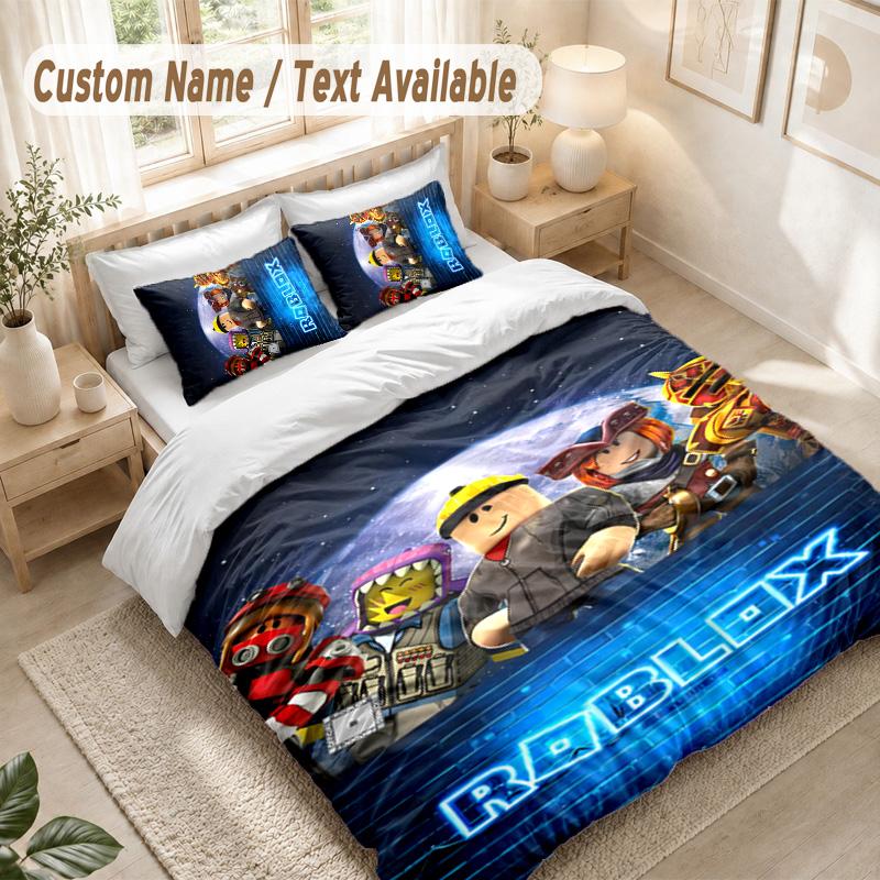 Roblox Bedding Set, 1 Duvet Cover & 2 Pillowcases Soft Comfortable Bedroom Home Textile Decor