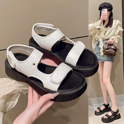 Platform Sandals Women's New Open-toed Casual Soft-soled Sports Velcro Beach Sandals In Summer 2025