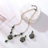 Vintage Bohemian Colorful Crystal Necklace And Earring Set For Women Exaggerated Luxury Temperament Jewelry