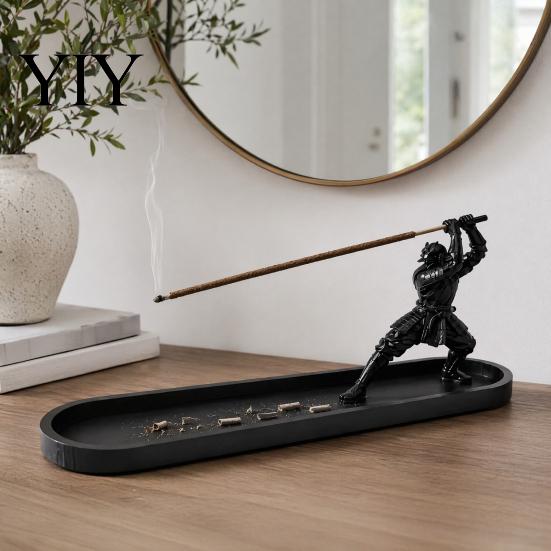 Zen Incense Holder for Meditation Samurai Swords Burner Ornament with Ash Tray, Style Cool Desk Ornaments Men Home Office Decor, Gifts And Tea Lovers