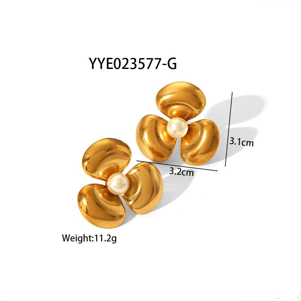 Золотистый Серебристый Цвет Нержавеющая Сталь Цветок Жемчуг Серьги Для Женщин 30мм Цветок Жемчуг Пусеты