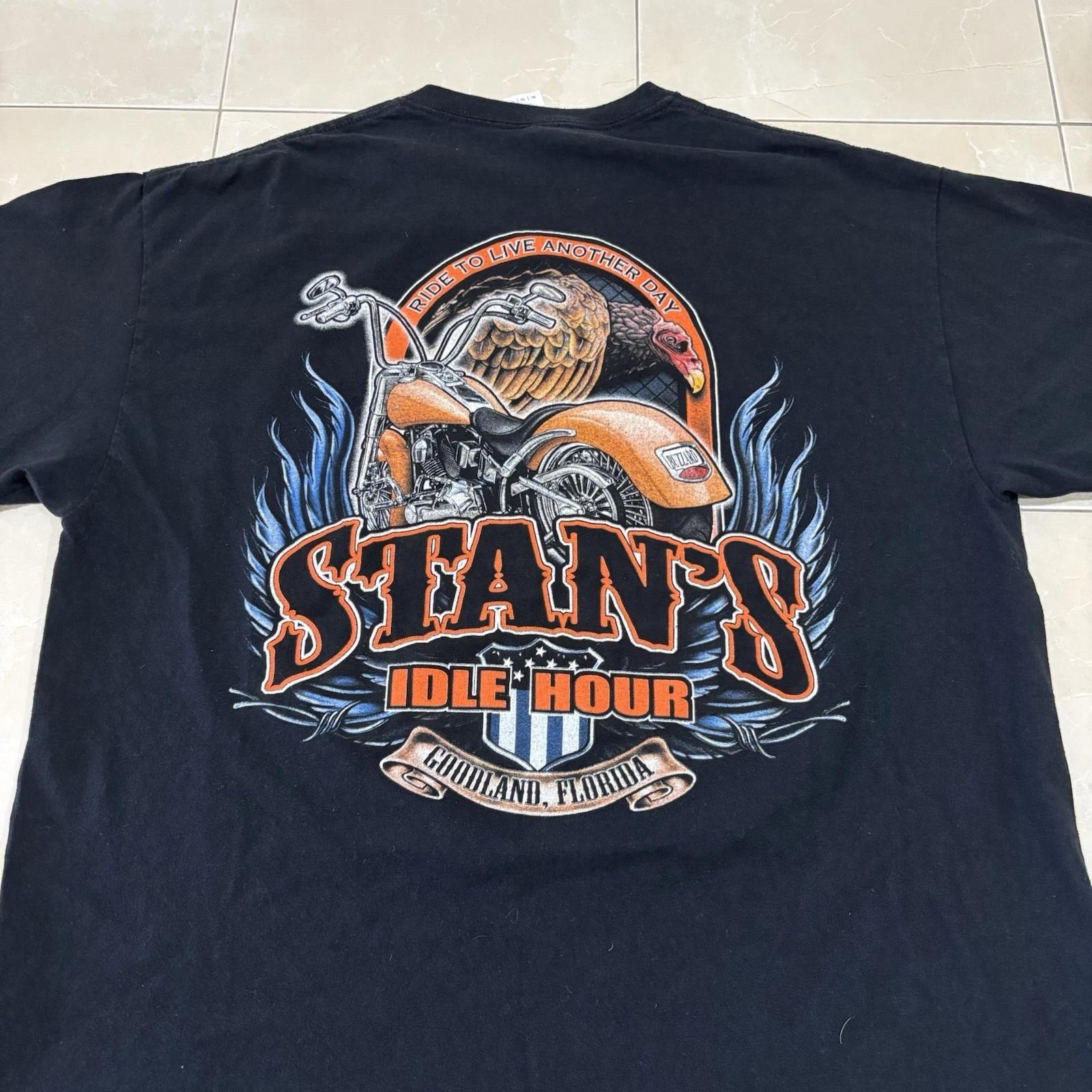 Vintage Biker T Shirt Black Faded Graphic Florida Motorcycle Men’s XL Y2K XL