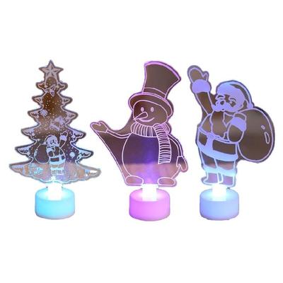 Christmas Lighted Acrylic Decoration Illuminated LED Ornament Decorative Nightlight For Bedroom Shelf Table Decoration