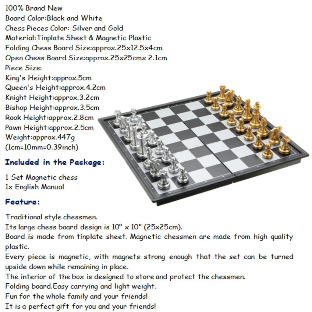 New Portable Magnetic Folding Chess Board Chessboard Box Set Travel Kids Game