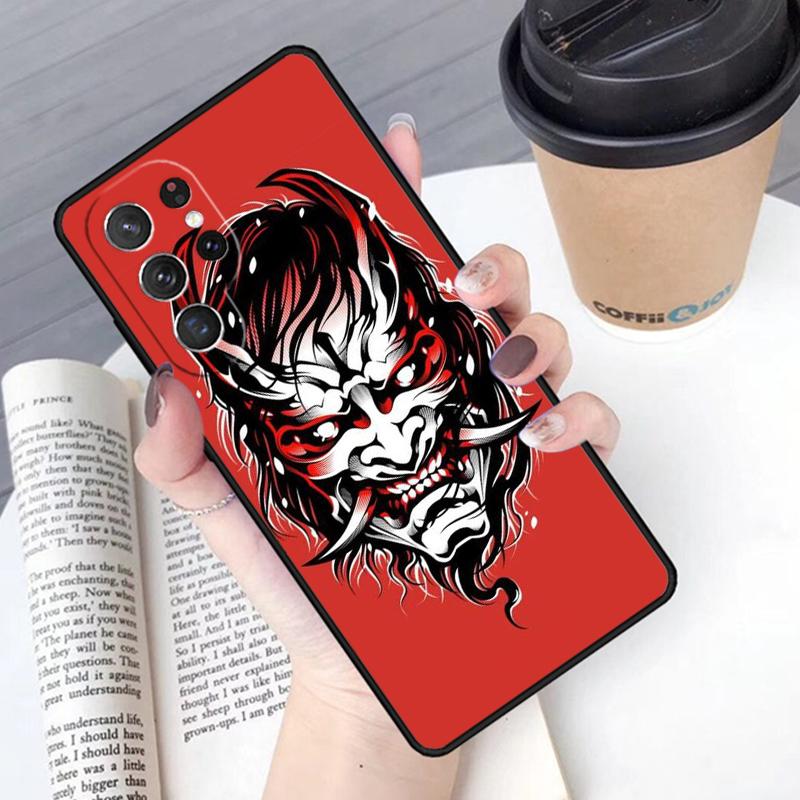 Oni Hannya Demon Mask phone case Cover For Samsung Galaxy S24 S25 Ultra S21 S22 Ultra S10E Note 10 Plus Note 20 FE S23