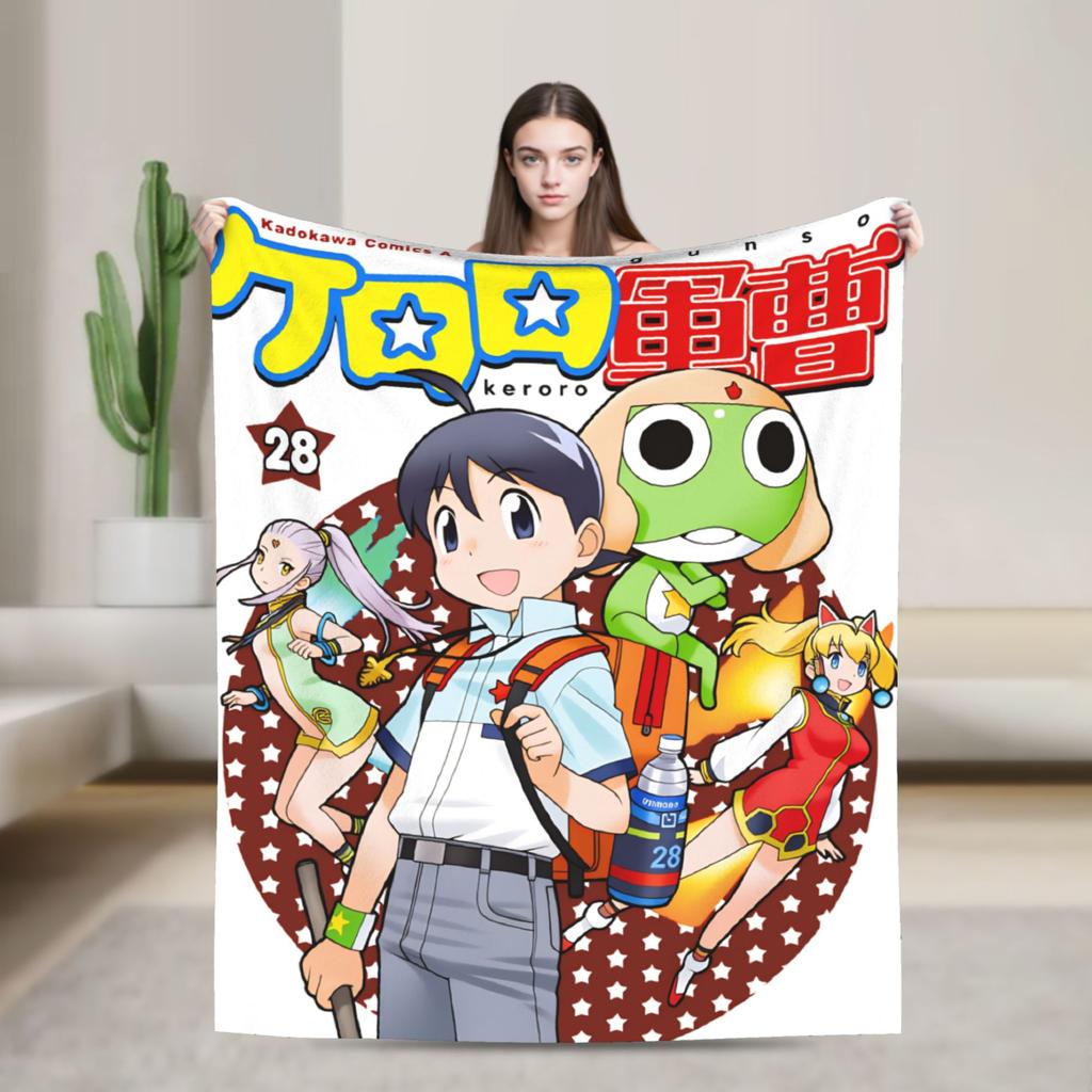 Classic Comedy Anime Keroros Frog Blanket  Travel Flannel Throw Blanket For Couch Chair Super Soft Design Quality Bedspread Gift