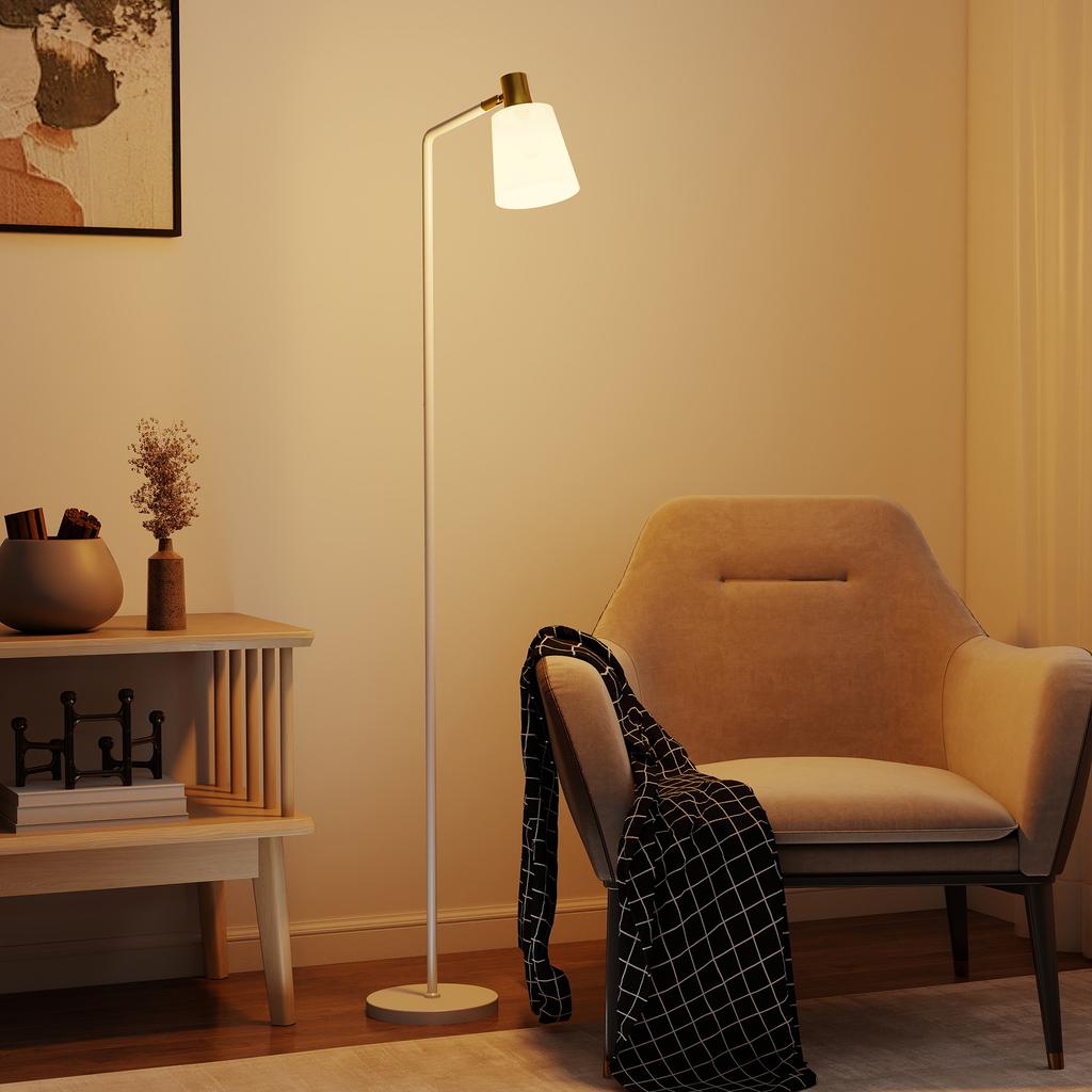 Modern Standing Lamp Floor Lamp With 350 degrees  Rotatable Head For Living Room White