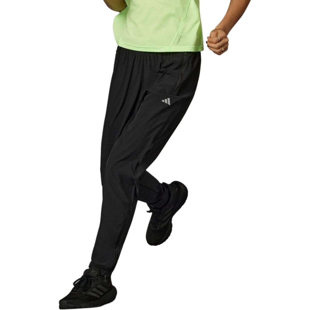 Adidas Run It Tko Joggers With Solid Color Logo And Zippered Ankles Women Bottoms Black IQ0918