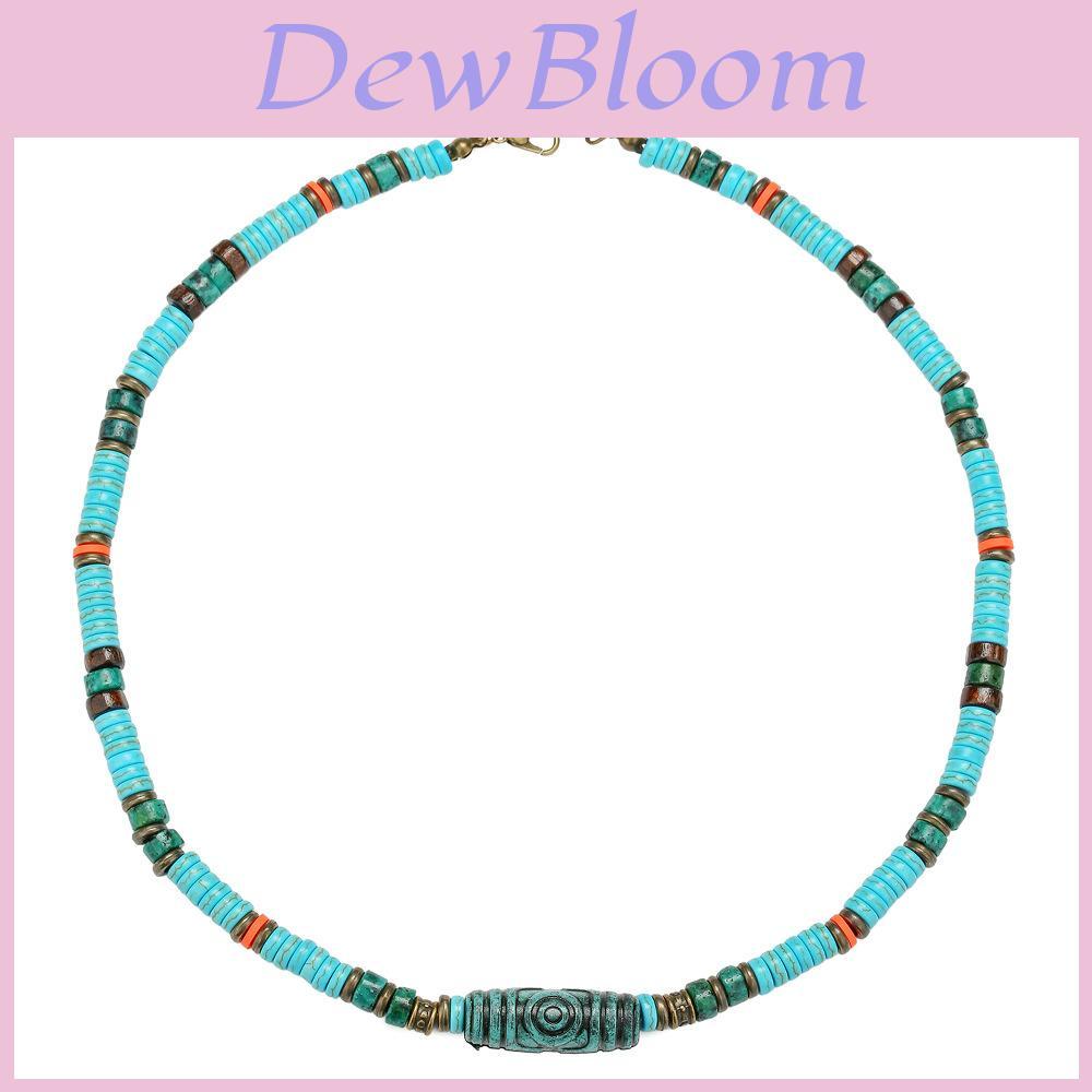 Collana Metallizzata Turchese con Perline e Design Geometrico per Uomo e Donna