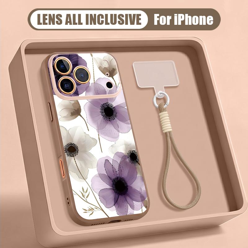 INS Watercolor Floral Hand Strap Case For iPhone 17 Pro Max Hybrid TPU+PC Magnetic For Magsafe Matte Cover For iPhone 16 15 14 13 Pro Max