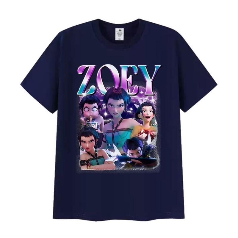 Zoey Huntrix Kpop Demon Hunters 2025 Graphic T Shirts Men Women Retro High Quality Fashion T-shirt Casual Oversized Cotton Tees