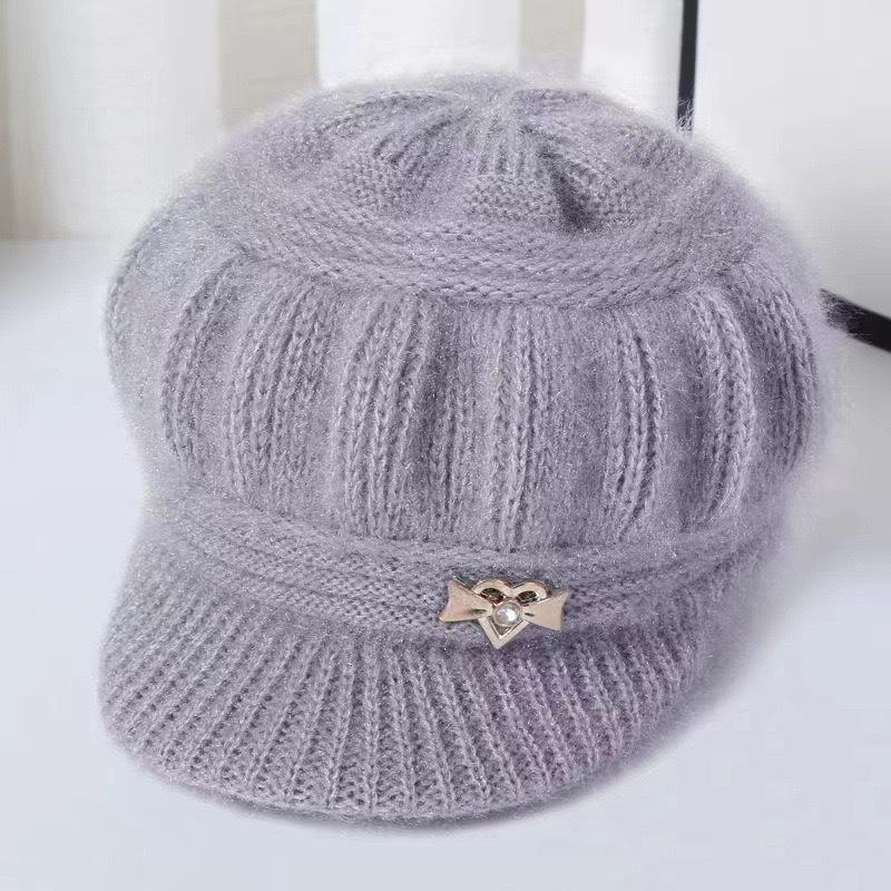 Elegant Wool Warm Hat with Decorative Flower and Embellishment