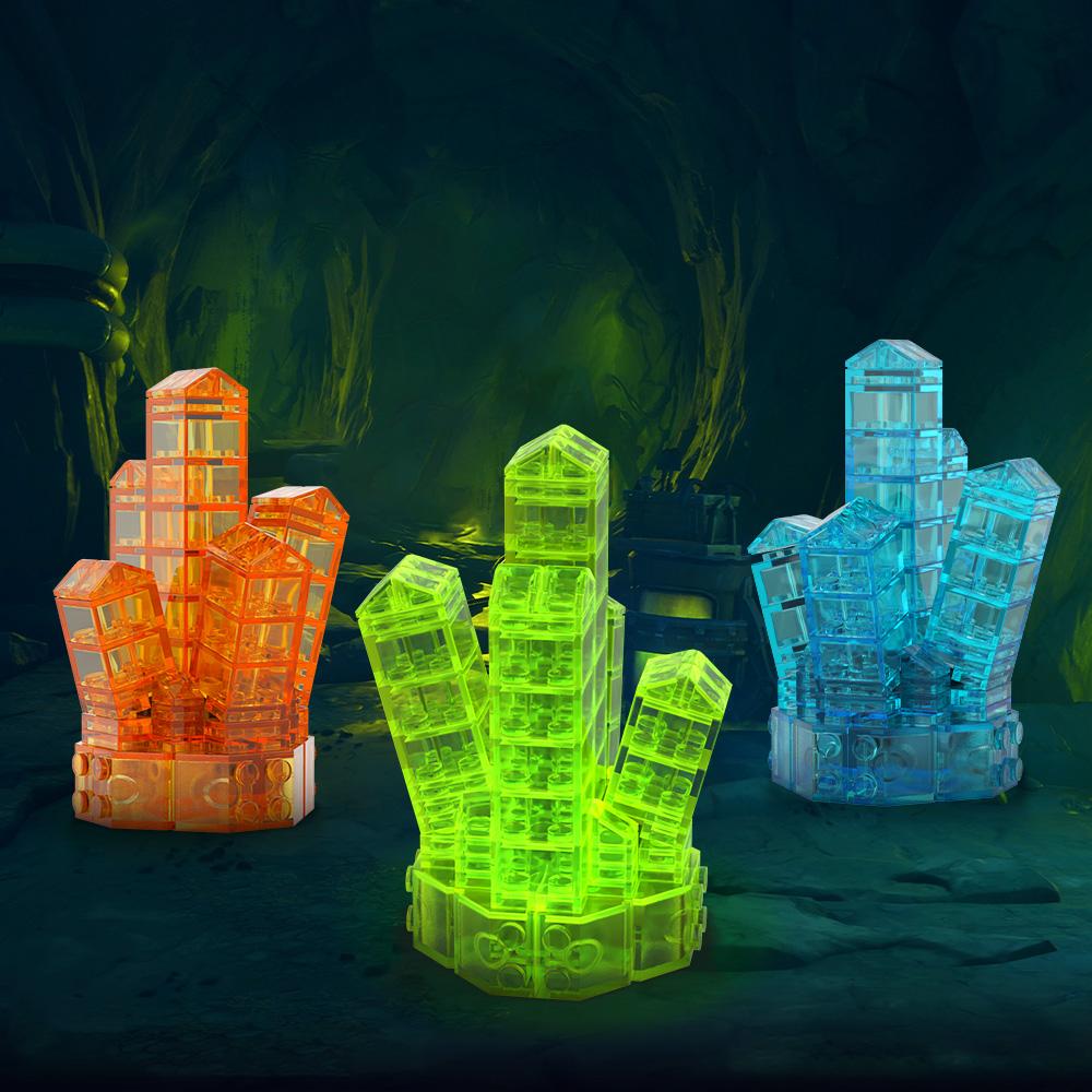 MOC Raiders Game Energy Crystal Model Building Blocks Crystal-Neon Green Blue And Orange Color Brick Toy Gift