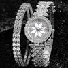 Women's Rhinestone Dial Quartz Watch & Starry Bracelet Gift Set: Simple & Stylish
