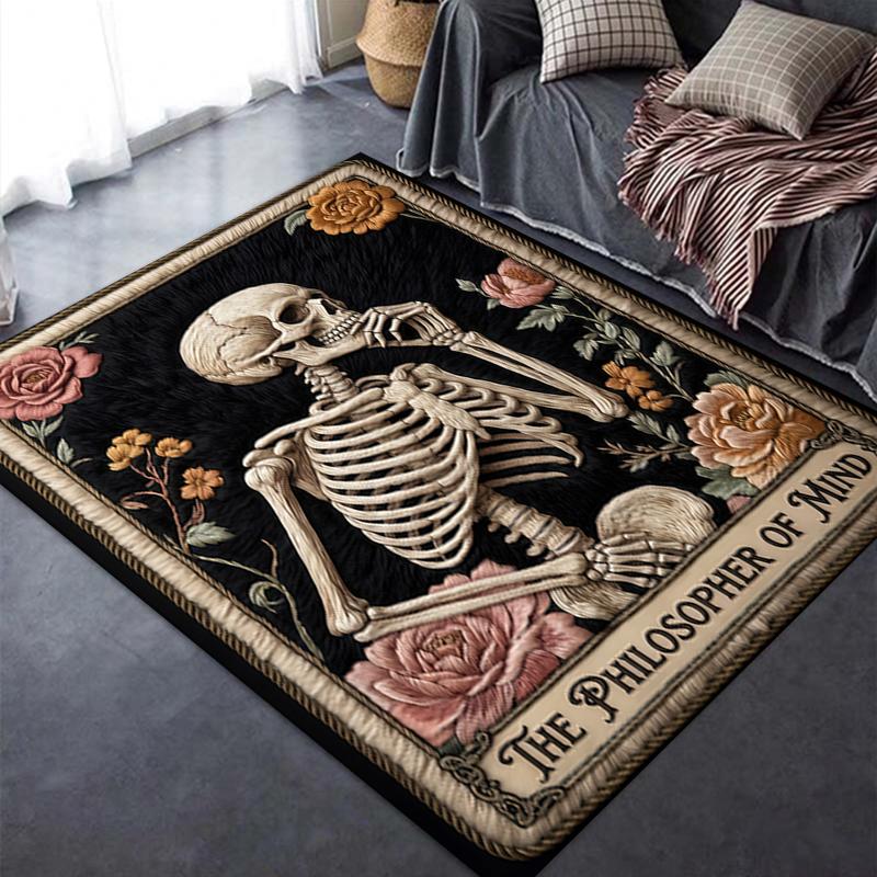 2025 Neuer Denker Totenkopf Teppich für Wohnzimmer Schlafzimmer Zuhause Sofa Dekoration, Kinder Spiel rutschfeste Fußmatte