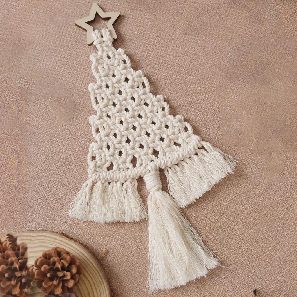 Christmas Tree DIY Material Pack Bohemian Tassels Wall Hanging XmasTree Macrames Handwork Kits for Home Decorations