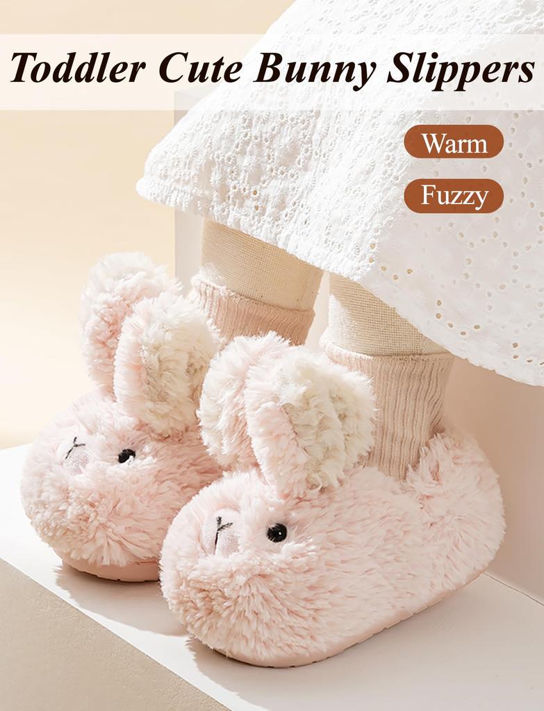 AIEOE Room Slippers for Girls and Fluffy Rabbit Cold Weather Size 14cm Kids' Shoes, Fall/Winter Boys, Warm, Cute, Design, Protection, Non-Slip, Pink,