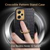 Crocodile Leather Texture Plating Soft Case for Redmi Note 12 Pro Plus 12s Note 12 4G 5G 12C 11S 11 Pro Magnetic Ring Holder Stand Cover