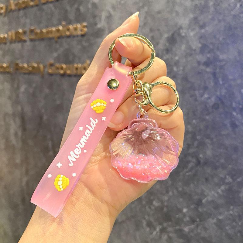 Creative Quicksand Shell Keychain Acrylic Oil Car Bag Pendant Couple Keychain Blind Box quicksand