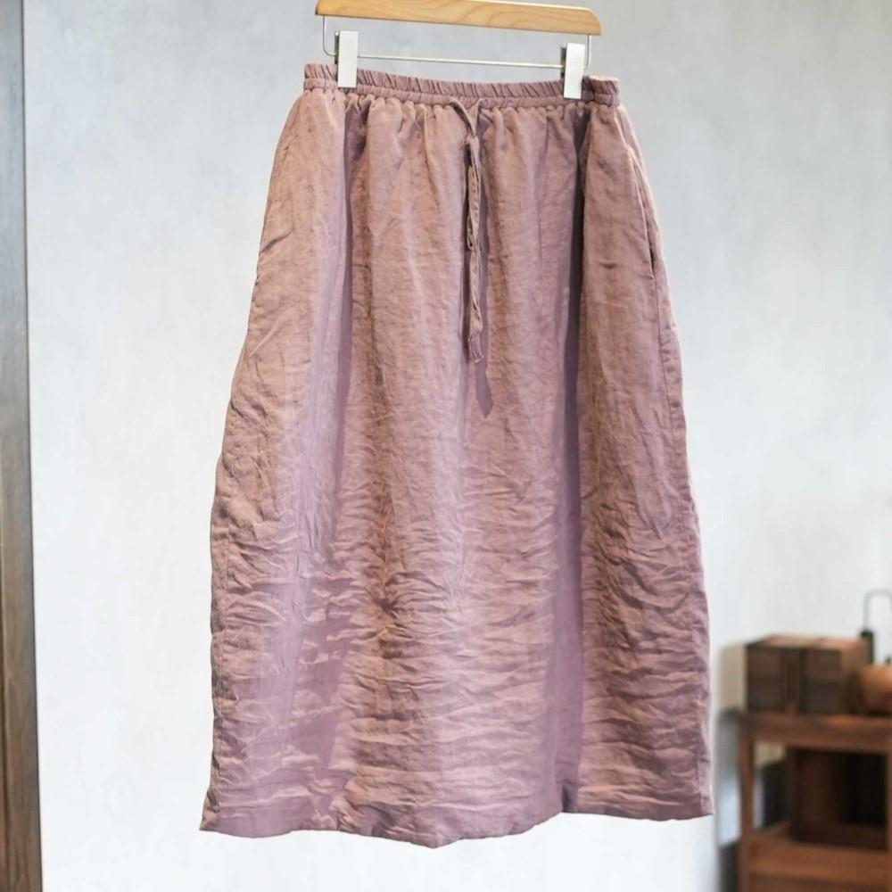 Johnature Women Vintage Spring Skirts Elastic Waist Solid Color Belt Pockets Female A-Line Skirts