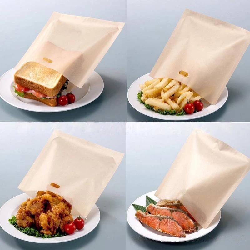 2Pcs Reusable Non-Stick Baked Toast Bread Oven Bags Tools Toaster Bags For Grilled Cheese Sandwiches