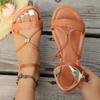 Fashion Ladies Shoes 2025 Brand Buckle Strap Women's Sandals New Metal Decoration Casual Plus Size Best Seller Comfortable Flat Sandals