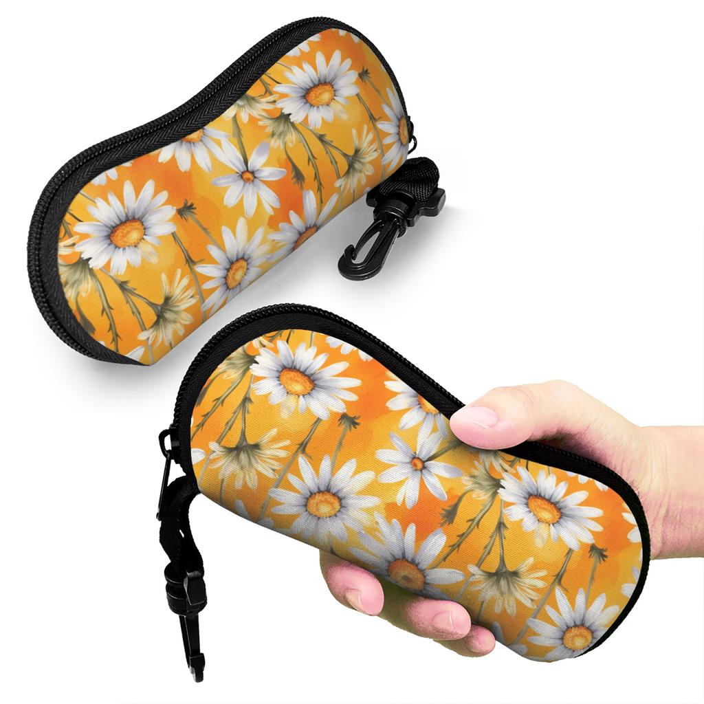 Daisy Flower Glasses Case Women Men Waterproof Zipper Glasses Protector Protector Eyewear Container