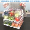 Pomeat Refrigerator Organizer, Stackable Refrigerator Bins with Lids, BPA-Free Fruit Storage Containers for Food, Beverages, and Vegetables, Clear