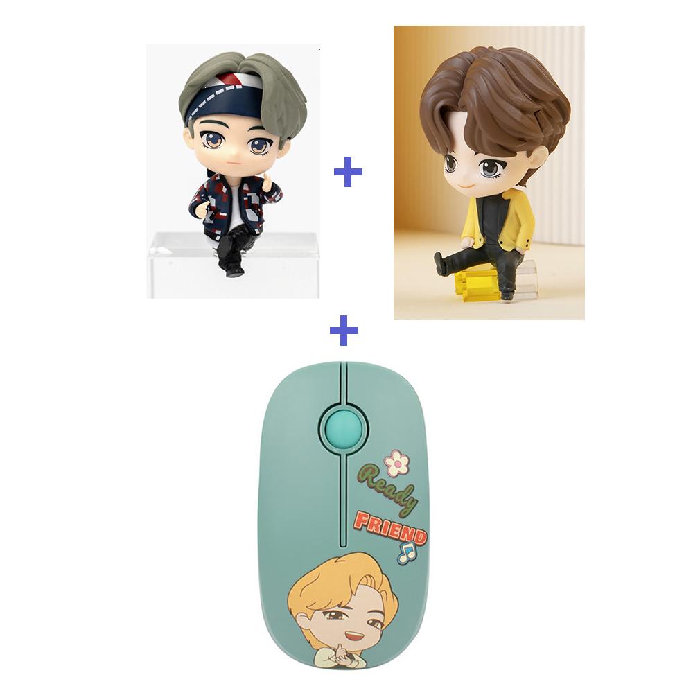 BTS (Bangtan Boys) 2 Monitorfigur(Magische Tür+Butter) + Kabelloses Maus-Set, TinyTan, offiziell, Original, authentisch, KPOP, Idol
